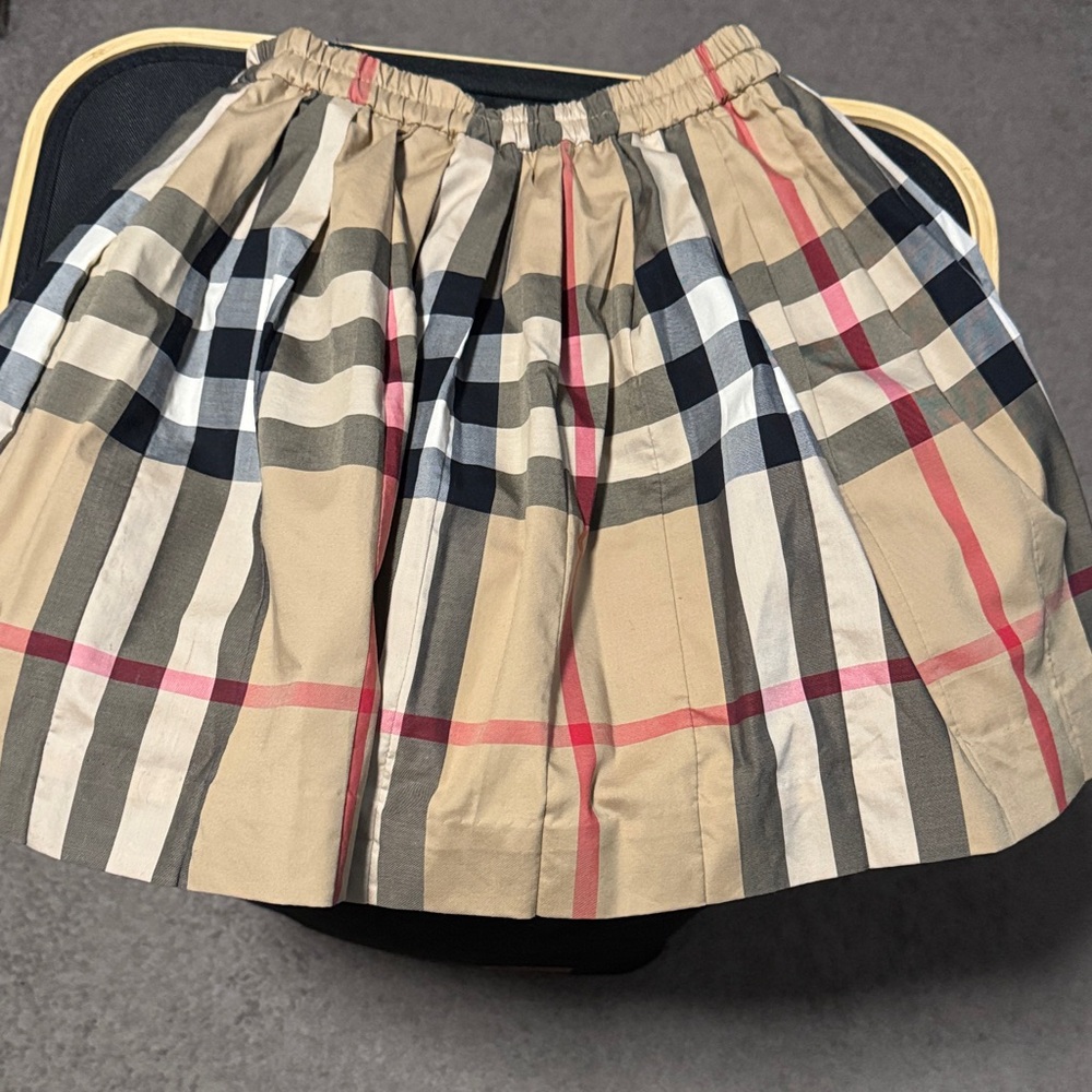 Burberry Beige Plaid A-Line Skirt